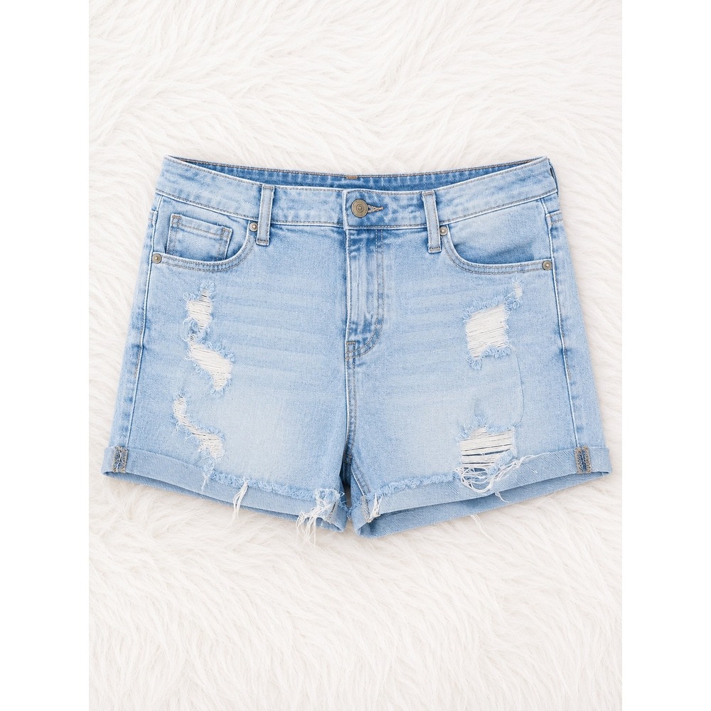 Altar'd State Distressed Denim Shorts Size 31 High Rise Light Wash Frayed